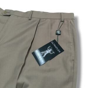 $140 Lauren Ralph Lauren Men's Khaki Classic-Fit UltraFlex Stretch Pants 40W 30L